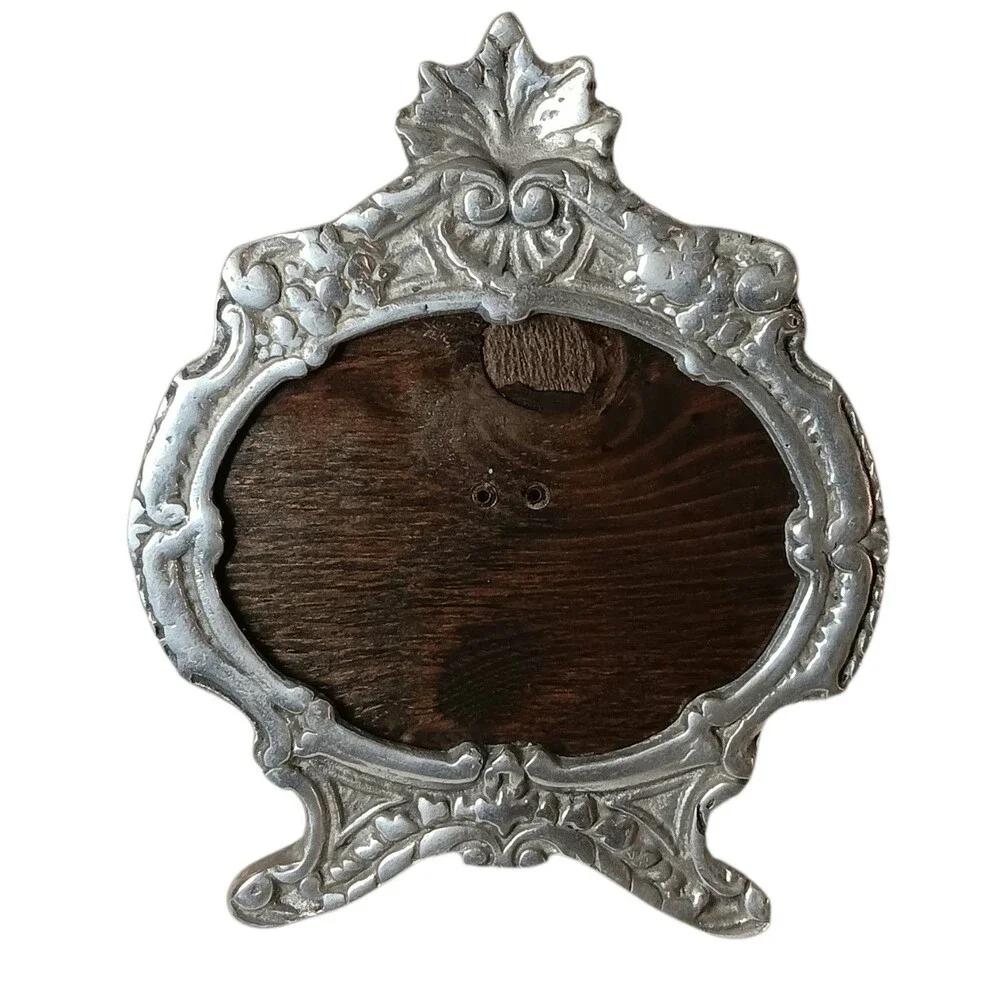 Vintage Ornate Picture Frame Silvertone Metal Scroll Design 8x10 For Photo 5x6